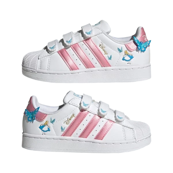 Adidas Kids' Disney Superstar Ii Comfort Closure Shoes Shoes - Cloud White / Light Pink / Lucid Aquamarine - Image 2