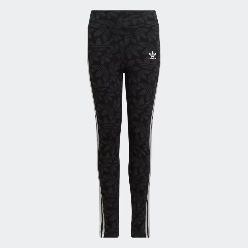 Adidas Kids' High Waisted Allover Print Leggings - Carbon / Black / White - Image 2