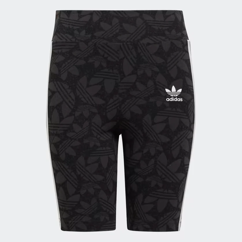 Adidas Kids' High Waisted Cycling Shorts - Carbon / Black / White - Image 2