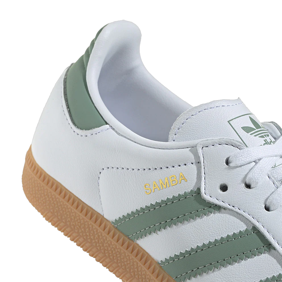 Adidas Kids' Samba Og Shoes - Cloud White / Silver / Green - Image 5