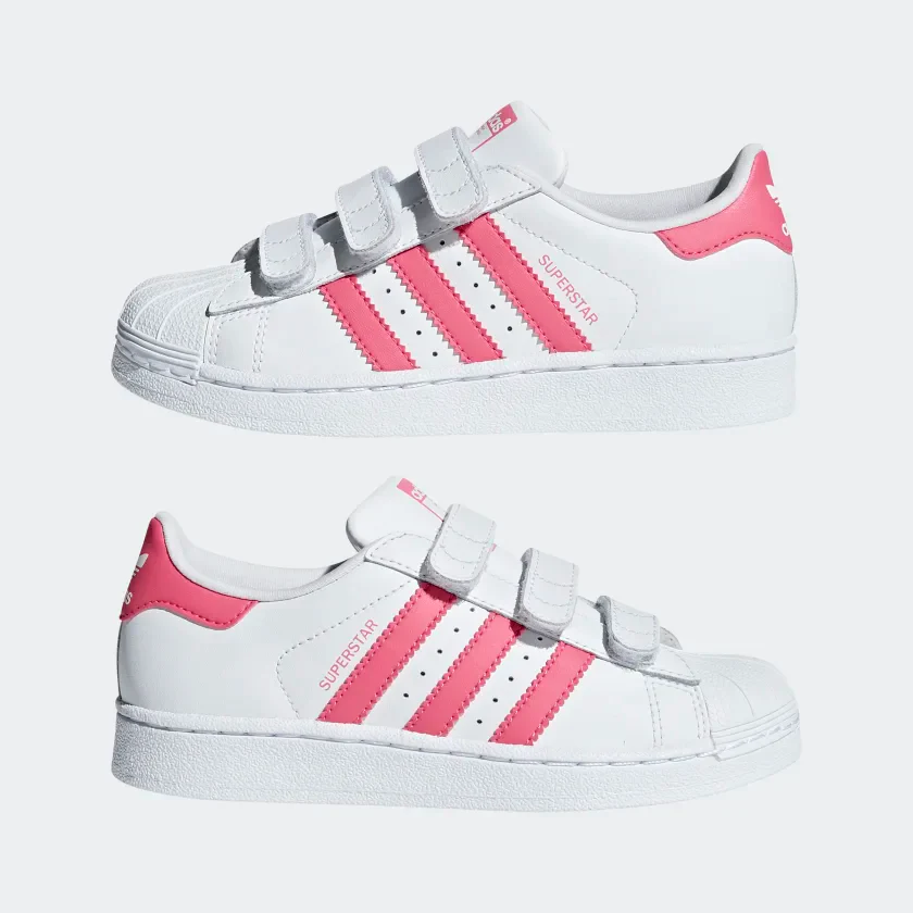 Adidas Kids' Superstar Shoes - Cloud White / Real Pink - Image 9