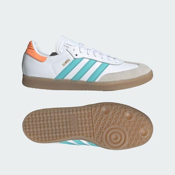 Adidas Men's Samba Inter Miami CF Indoor Soccer Shoes - White / Easy Mint / Gum - Image 2