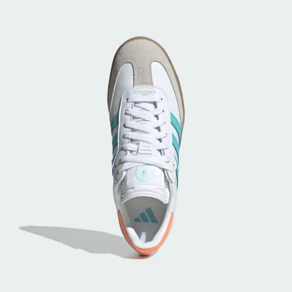Adidas Men's Samba Inter Miami CF Indoor Soccer Shoes - White / Easy Mint / Gum - Image 3