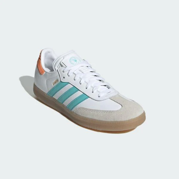 Adidas Men's Samba Inter Miami CF Indoor Soccer Shoes - White / Easy Mint / Gum - Image 5