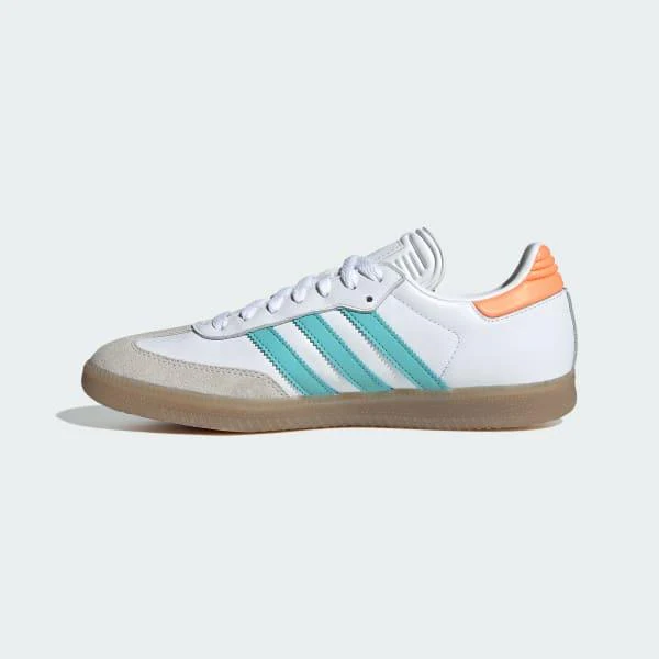 Adidas Men's Samba Inter Miami CF Indoor Soccer Shoes - White / Easy Mint / Gum - Image 7