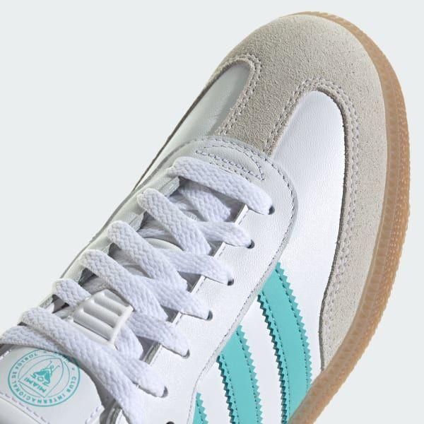 Adidas Men's Samba Inter Miami CF Indoor Soccer Shoes - White / Easy Mint / Gum - Image 9