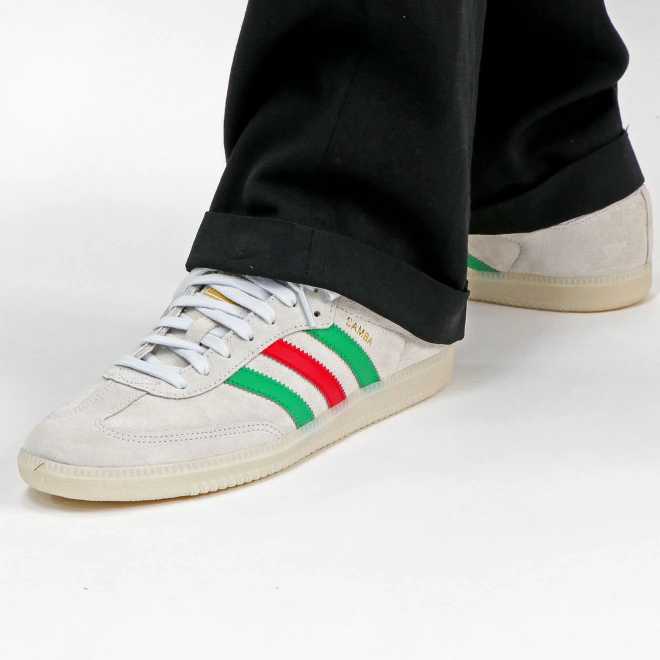 Adidas Men's Samba OG Shoes - Crystal White / Green / Better Scarlet - Image 2