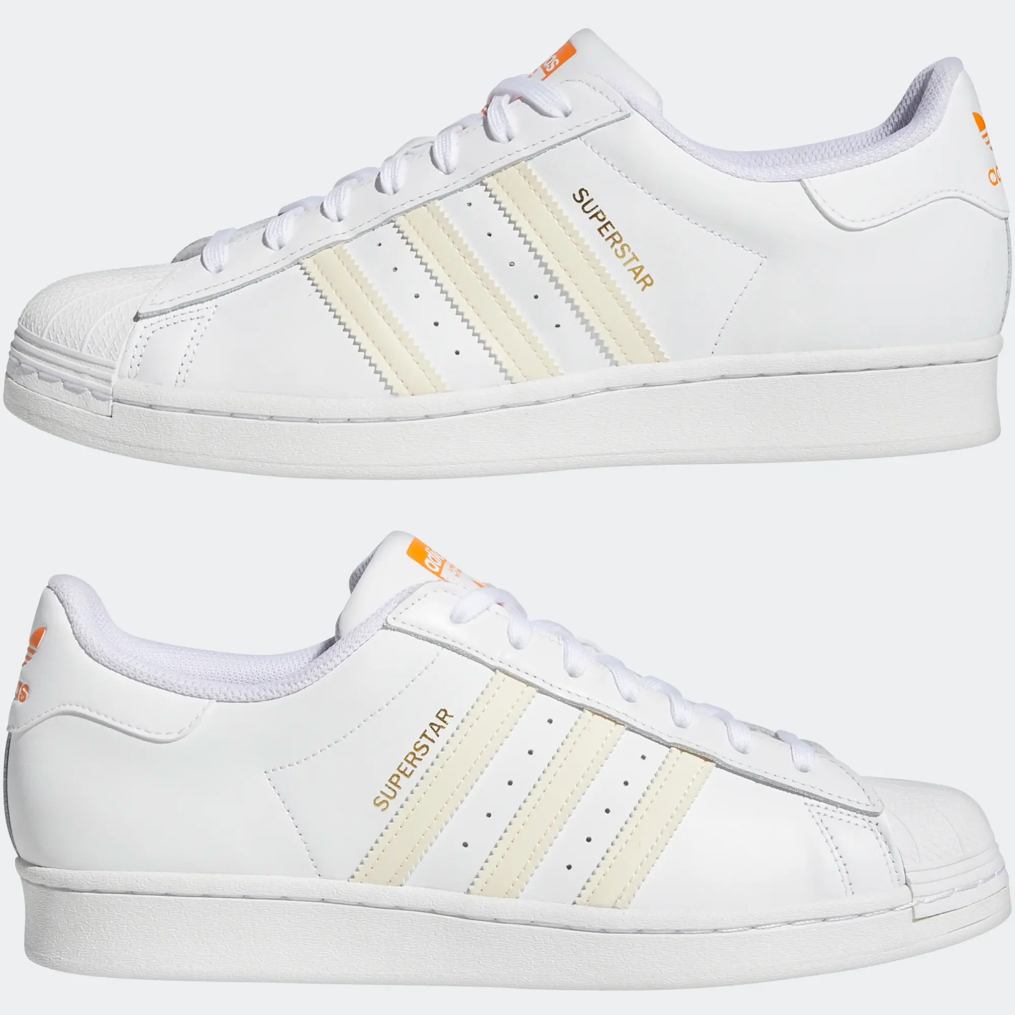 Adidas Men's Superstar Shoes - Cloud White / Ecru Tint / Orange Rush - Image 8