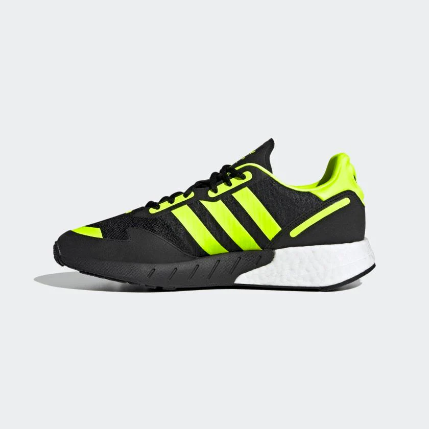 Adidas Men's ZX 1K Boost Shoes - Core Black / Solar Yellow / Matte Silver - Image 4