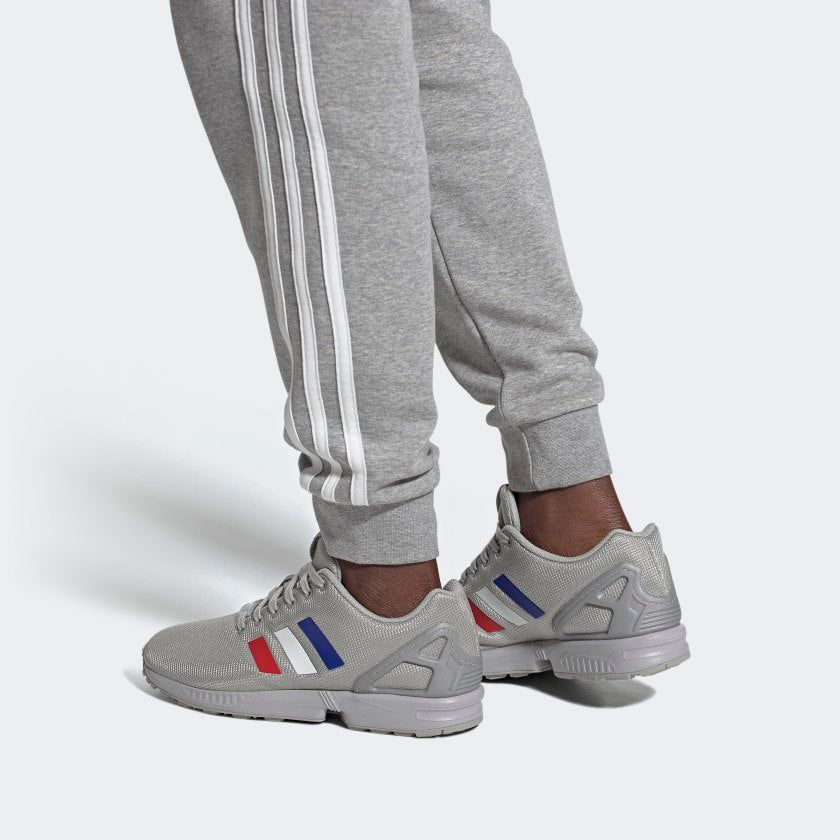 Adidas Men's ZX Flux Shoes - Grey / Royal Blue / Red - Image 6