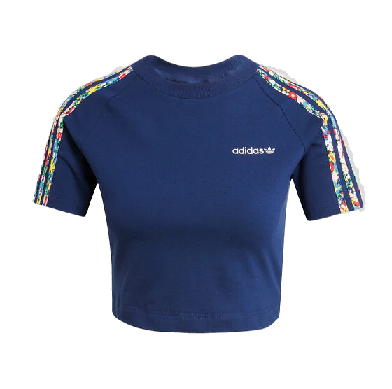 Adidas Women's 3-Stripes Infill Baby Tee Apparel - Night Indigo / Multicolor