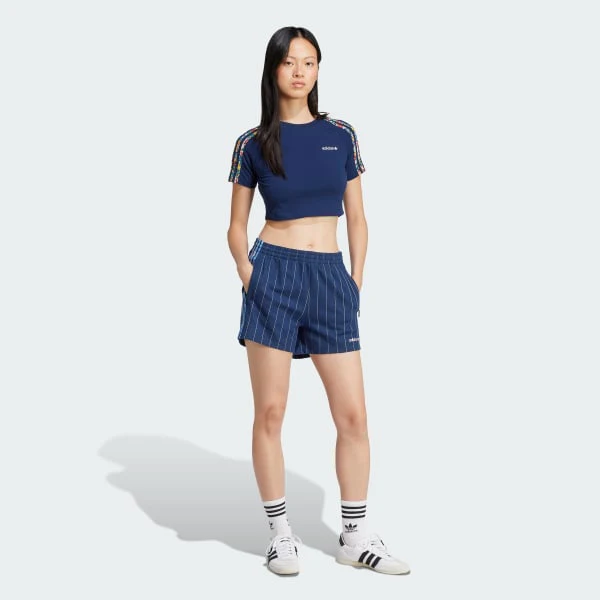 Adidas Women's 3-Stripes Infill Baby Tee Apparel - Night Indigo / Multicolor - Image 6