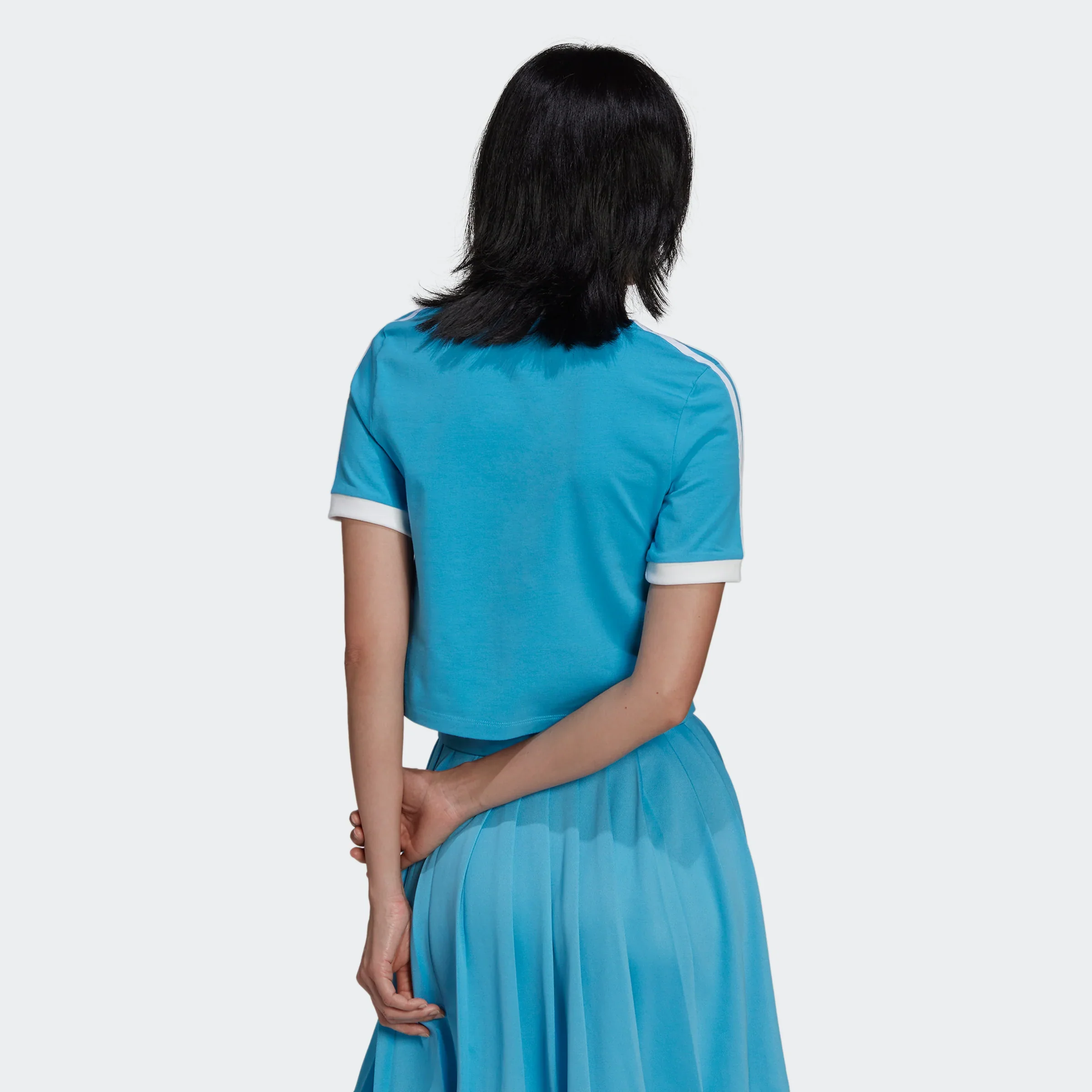 Adidas Women's Adicolor Classics Cropped Tee - Sky Rush Blue / White - Image 4