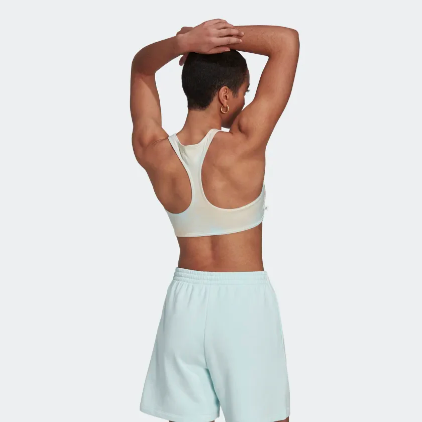 Adidas Women's Allover Print Bra Top - Almost Blue / Hazy Orange - Image 3
