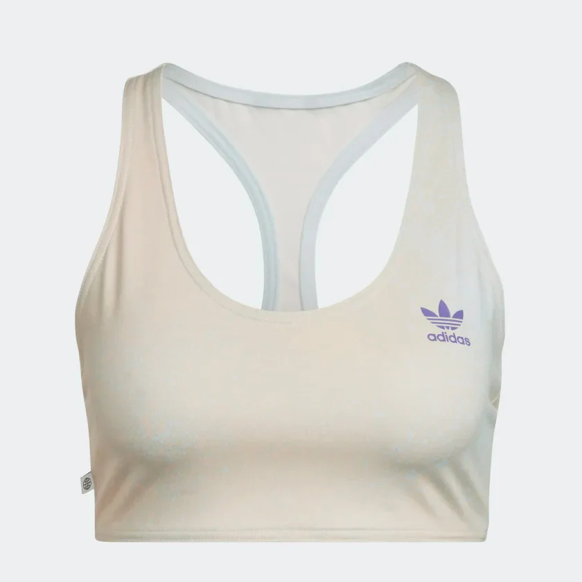 Adidas Women's Allover Print Bra Top - Almost Blue / Hazy Orange - Image 4