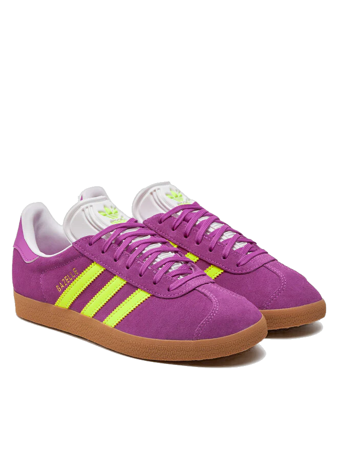 Adidas Women's Gazelle Shoes - Purple Burst / Solar Yellow / Offwhite - Image 2