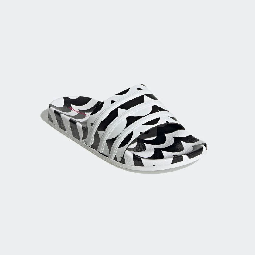Adidas Women's Marimekko Adilette Slides - Core Black / Cloud White / Team Real Magenta - Image 4