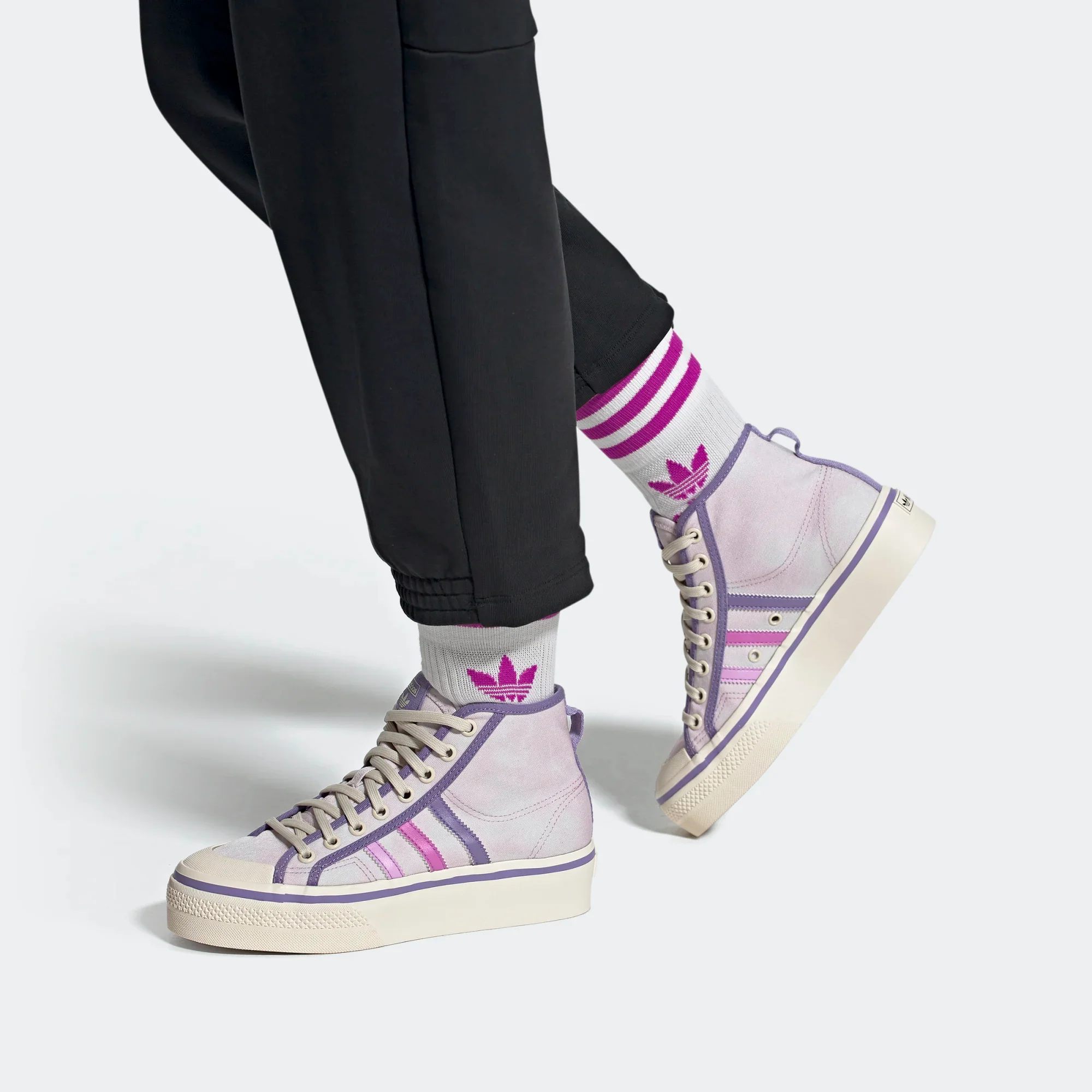 Adidas Women's Nizza Platform Mid Shoes - Almost Pink / Pulse Lilac / Wonder White - Image 3