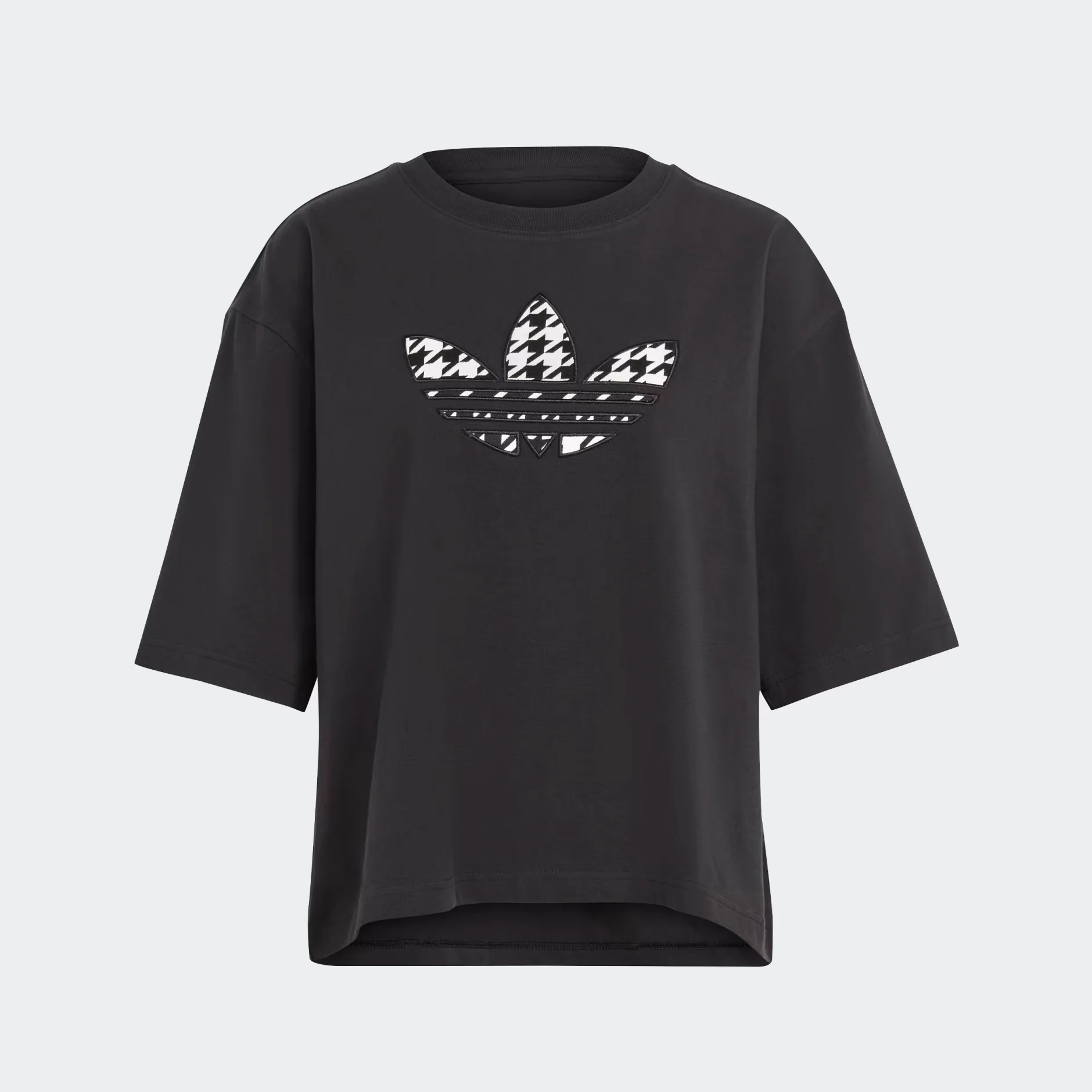 Adidas Women's Originals Houndstooth Trefoil Infill Tee - Black / White - Image 5
