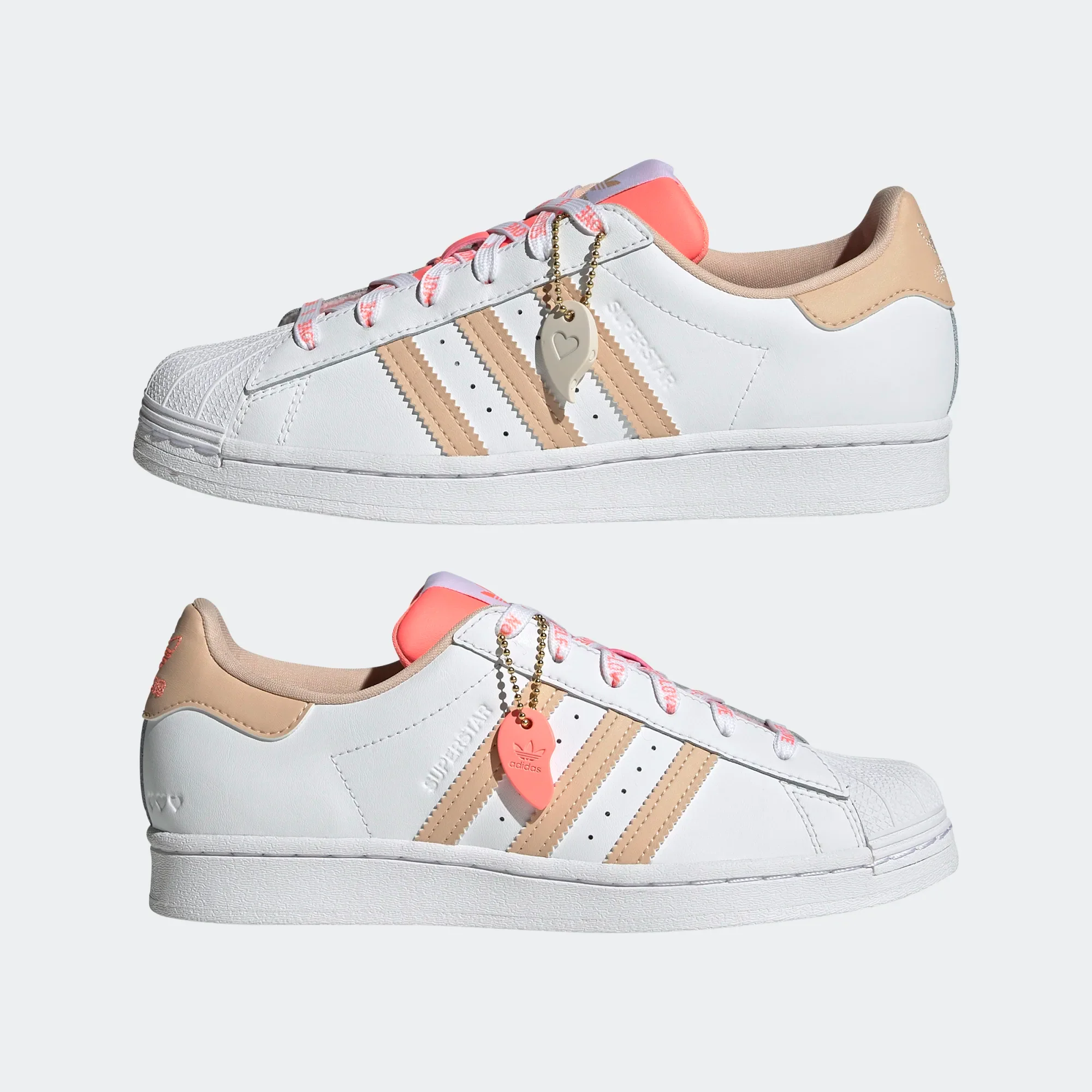 Adidas Women's Superstar Shoes - Cloud White / Halo Blush / Acid Red - Image 8