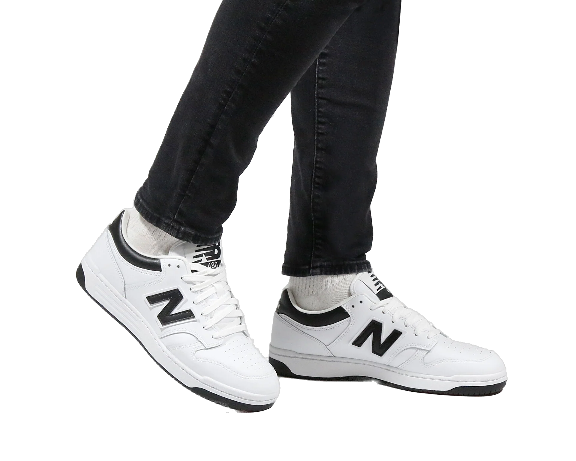 New Balance Men's 480 Shoes - White / Black - Image 3