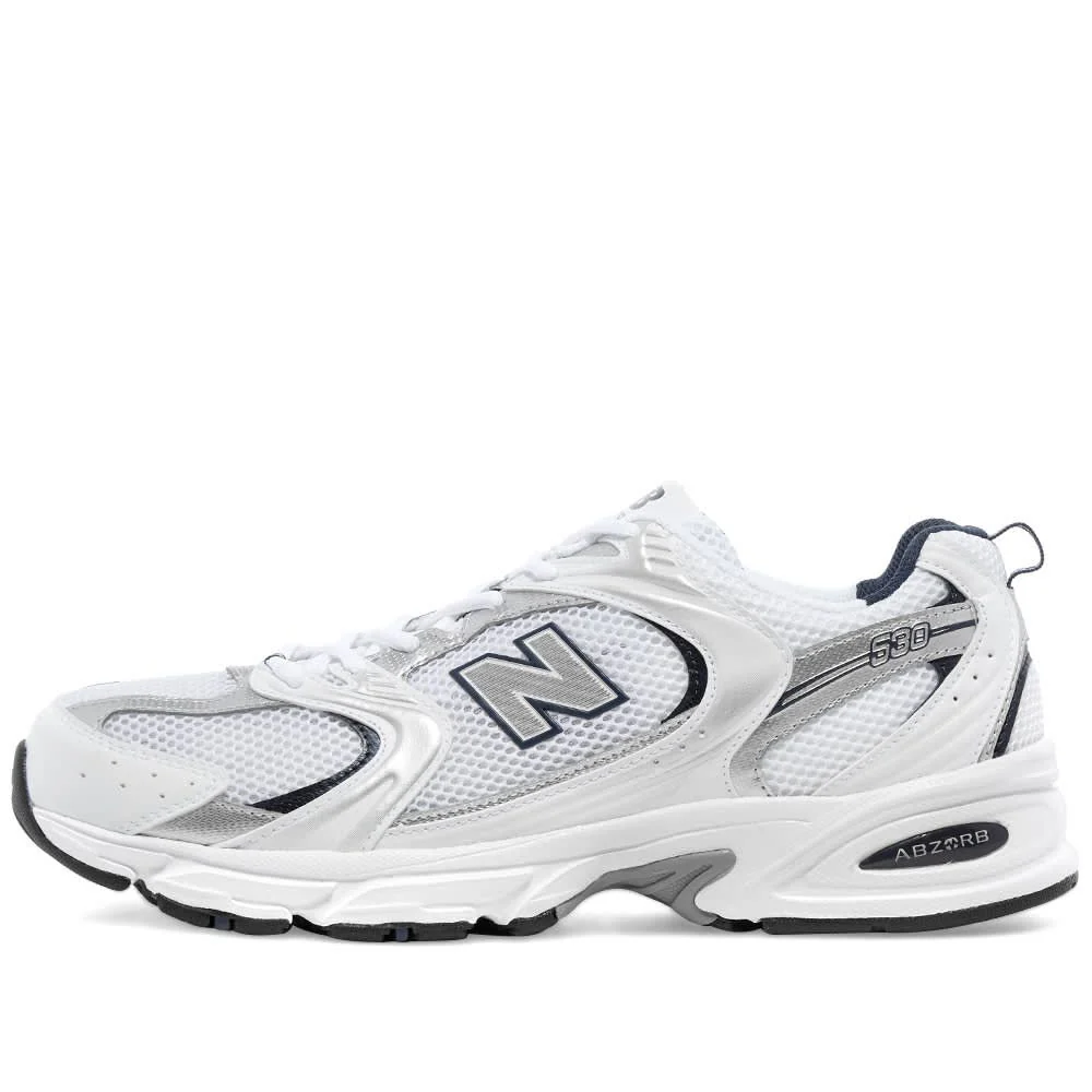 New Balance Men's 530 Shoes - White / Silver / Navy - Image 4
