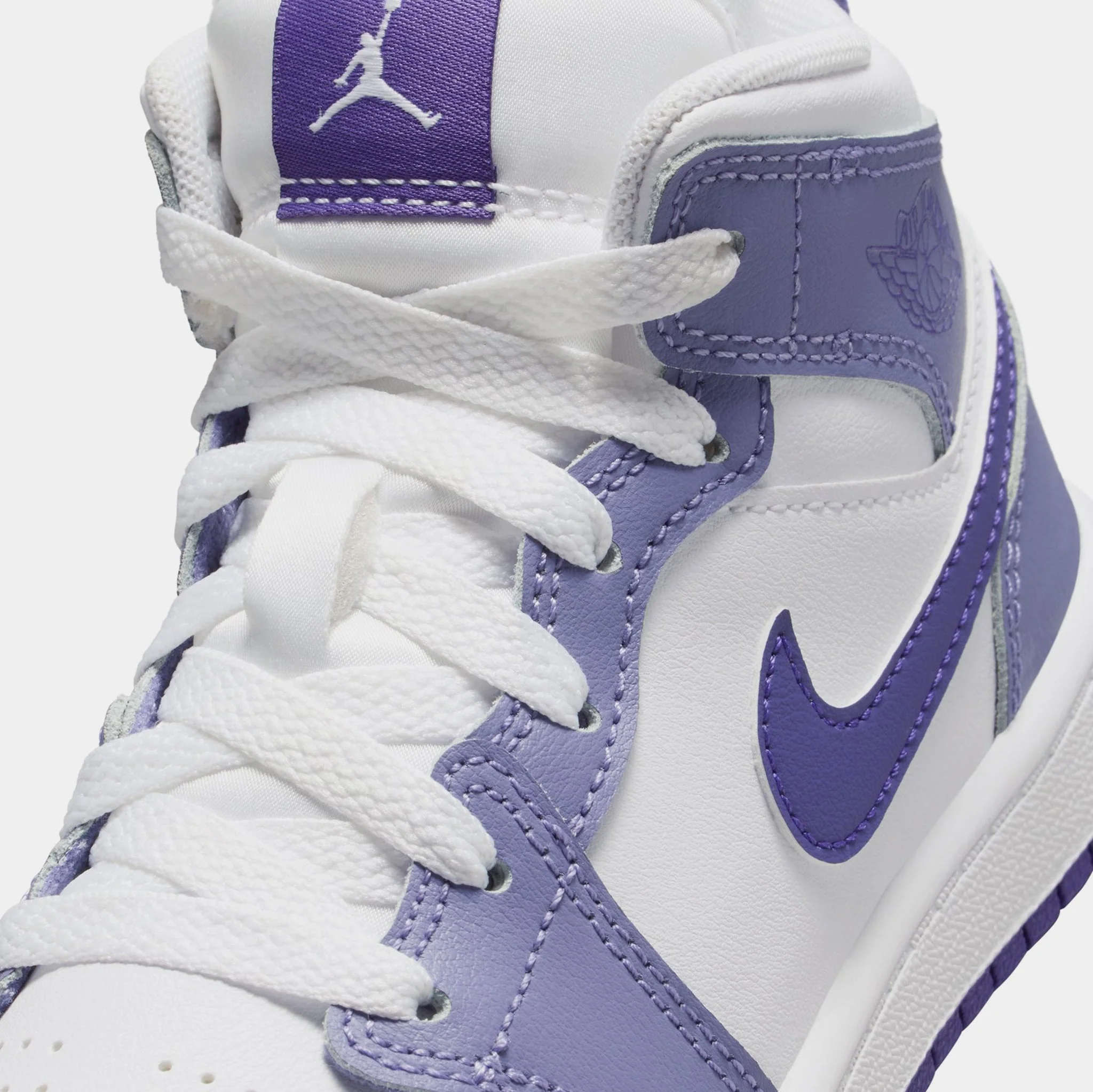 Nike Kids' Air Jordan 1 Mid Shoes - Dusty Amethyst / White / Court Purple - Image 5