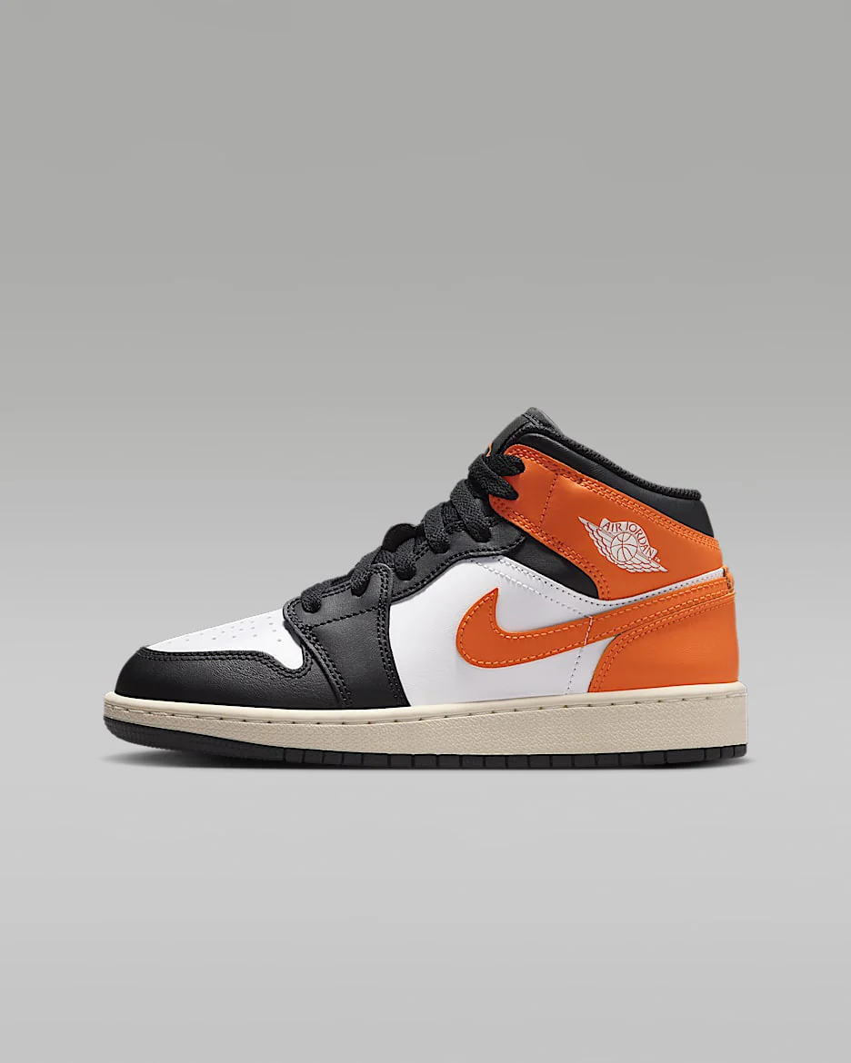 Nike Kids' Air Jordan 1 Mid Shoes - Starfish / White / Sail / Black - Image 3
