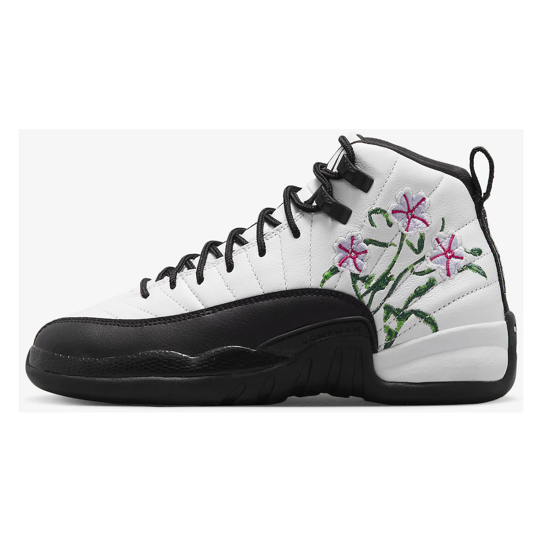 Nike Kids' Air Jordan 12 Retro GS Shoes - White / Black / Vivid Green / Lavender Mist - Image 3