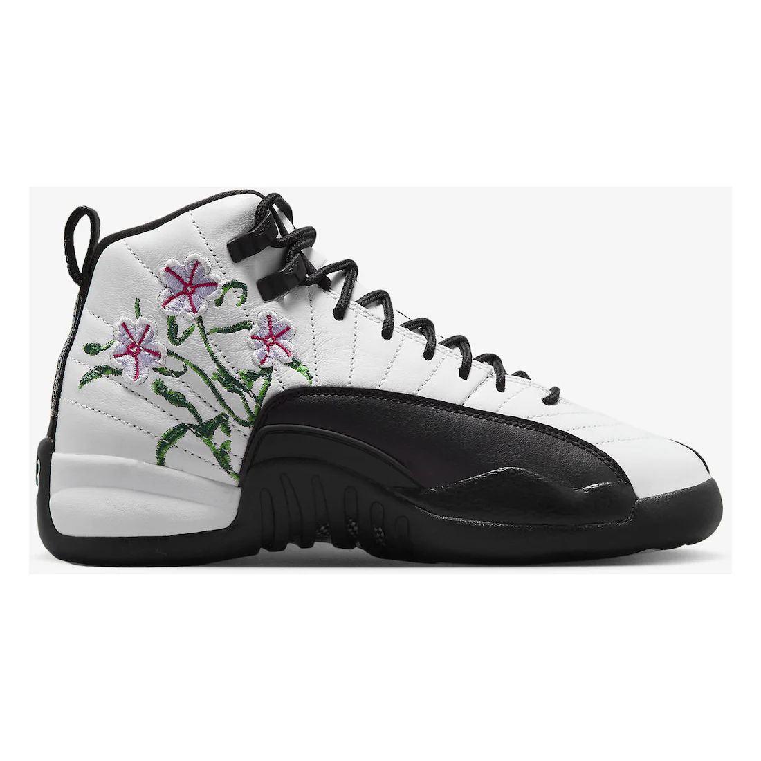 Nike Kids' Air Jordan 12 Retro GS Shoes - White / Black / Vivid Green / Lavender Mist - Image 4