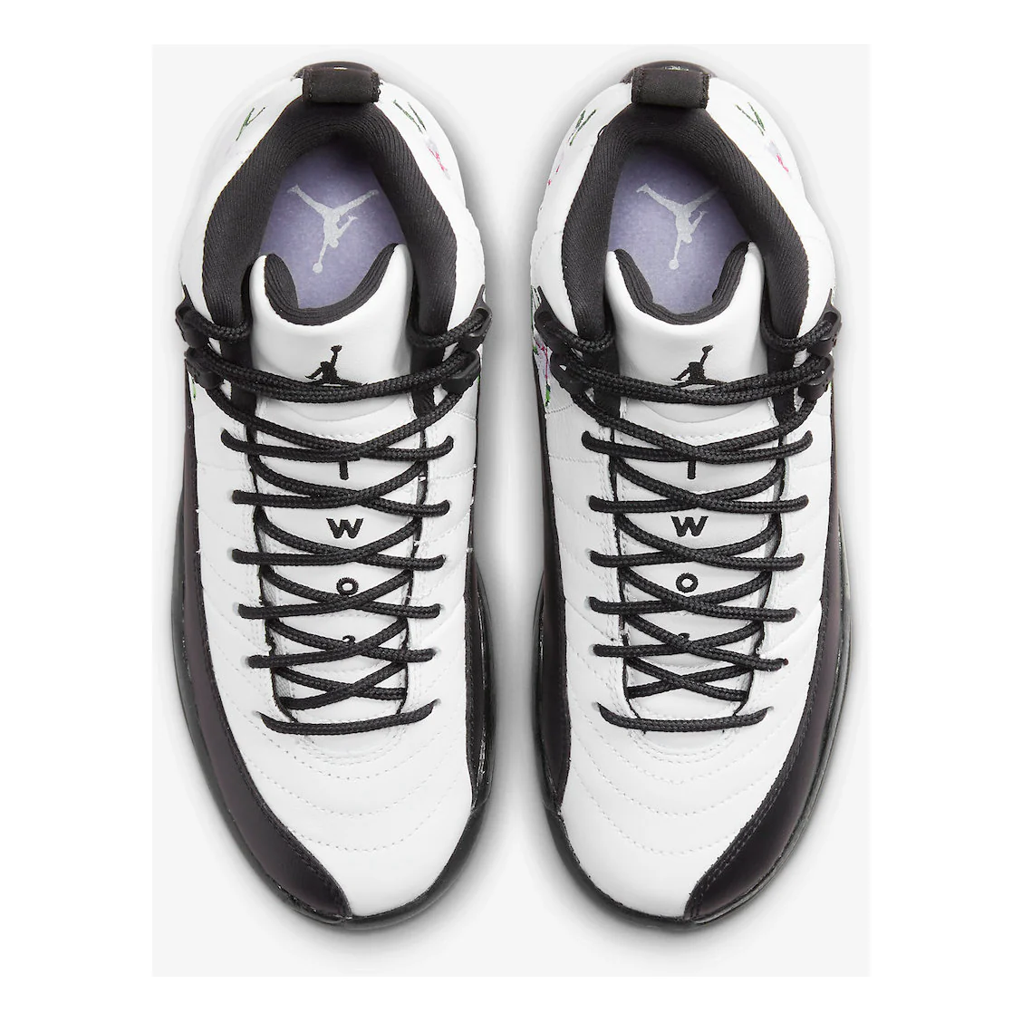 Nike Kids' Air Jordan 12 Retro GS Shoes - White / Black / Vivid Green / Lavender Mist - Image 5