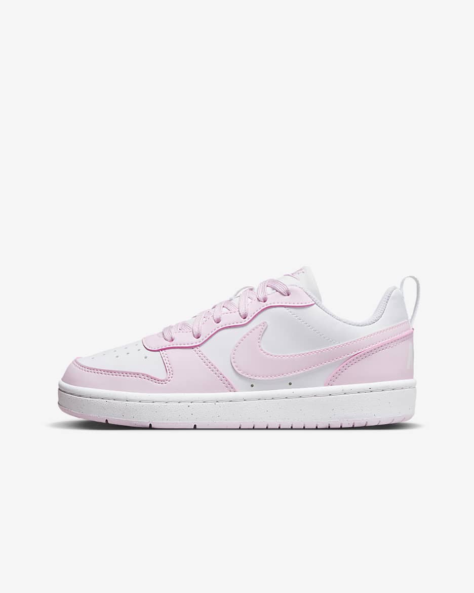 Nike Kids' Court Borough Low Recraft Shoes - Pink Foam / White - Image 4