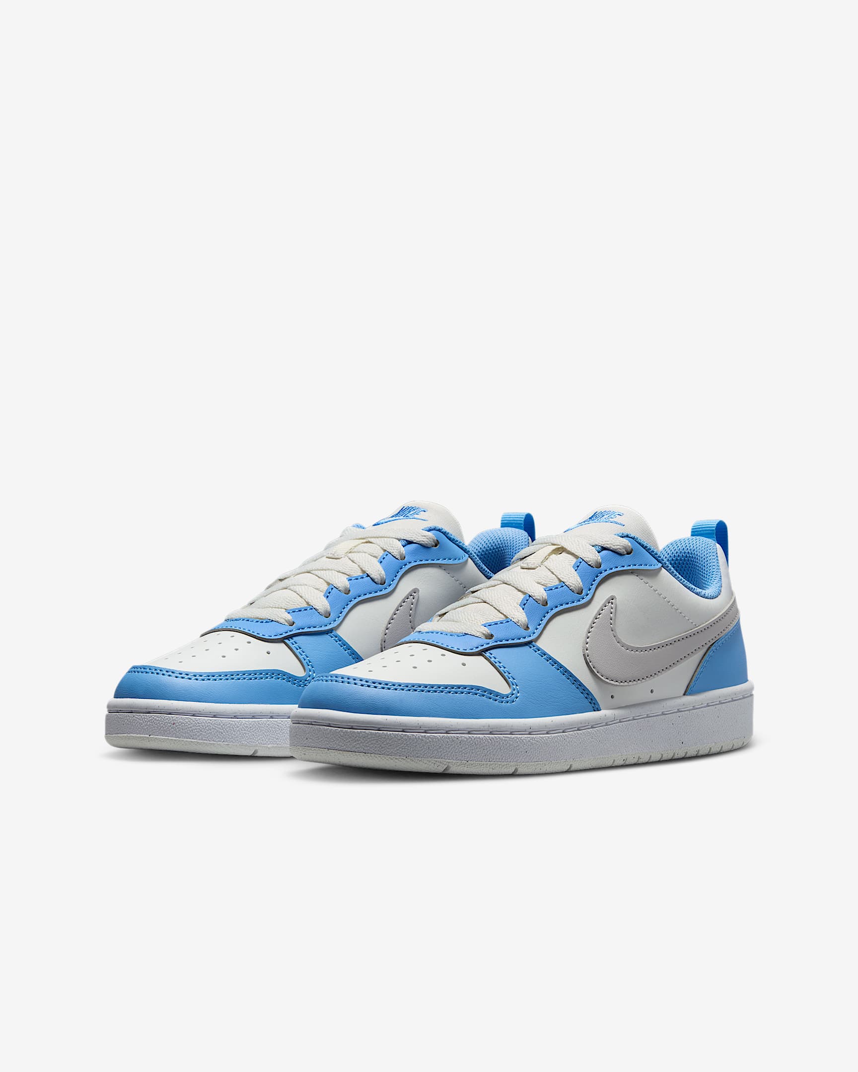 Nike Kids' Court Borough Low Recraft Shoes - Summit White / Cobalt Pulse / White / Vast Grey - Image 2