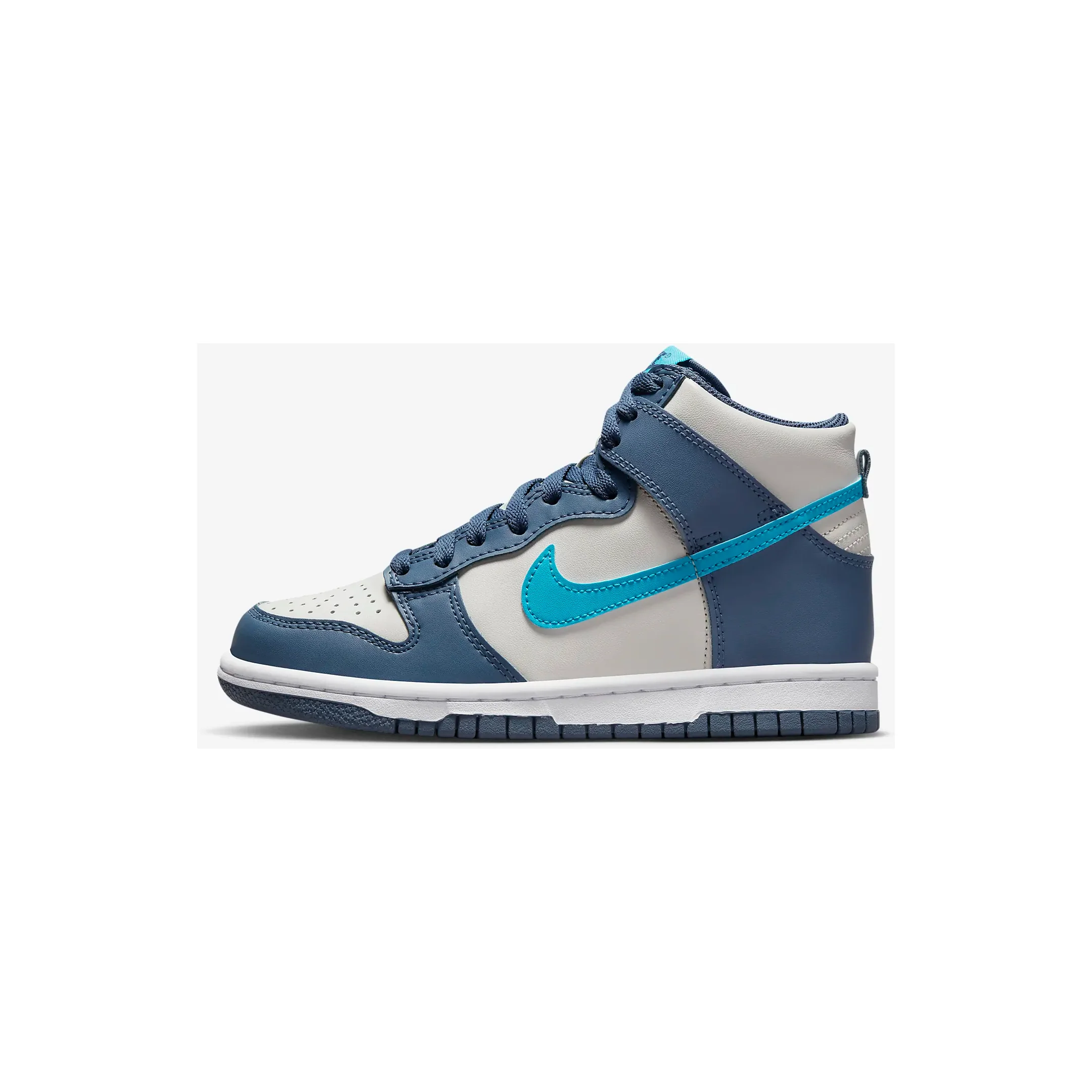 Nike Kids' Dunk High Shoes - Light Bone / Diffused Blue / White / Blue Lightning - Image 2