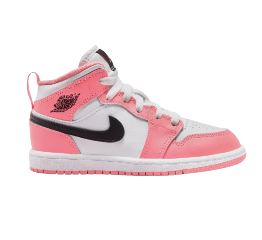 Nike Kids' Jordan 1 Mid Pink Gaze Shoes - Pink Gaze / Pearl Pink / White
