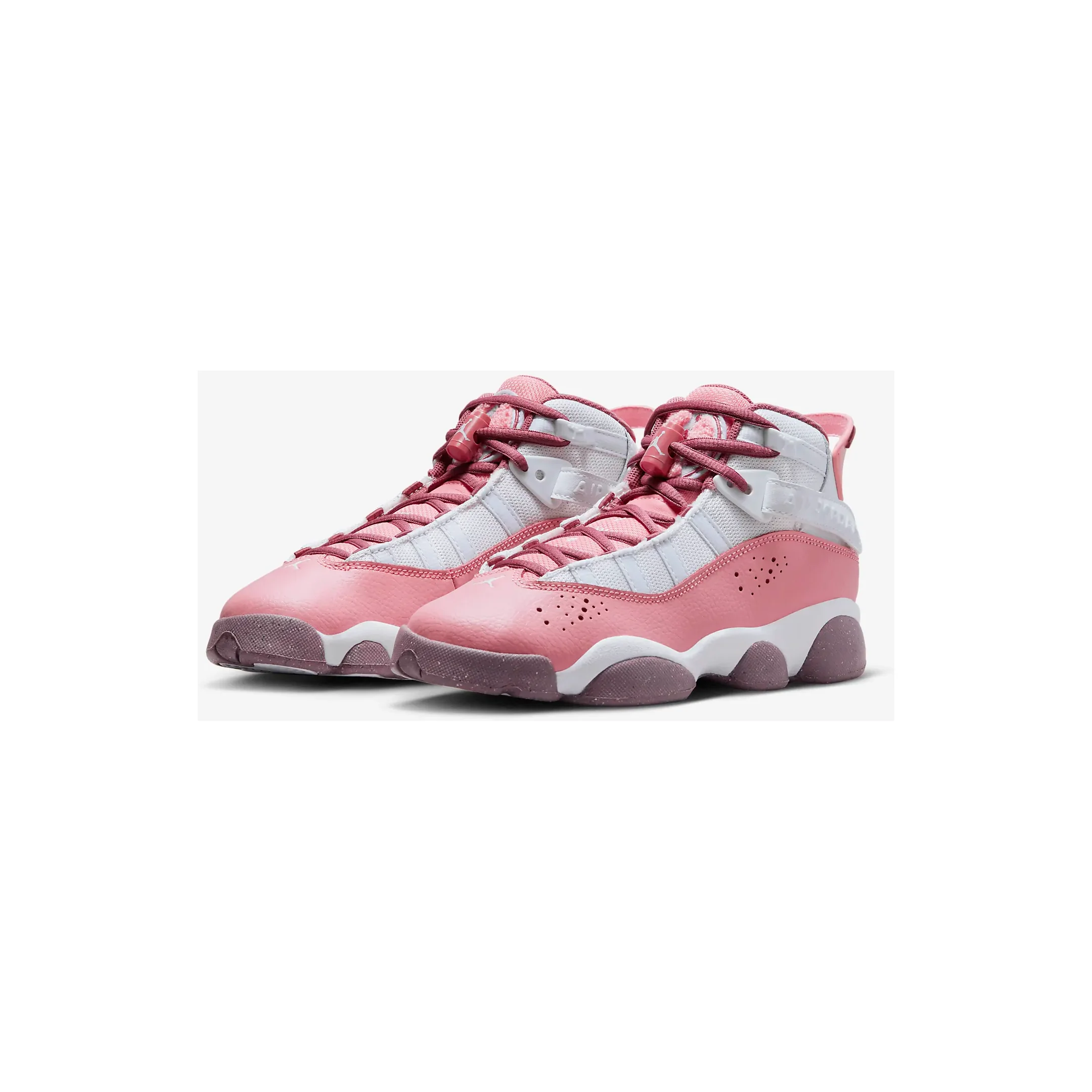 Kids' Jordan 6 Rings Shoes - Coral Chalk / White / Desert Berry - Image 6