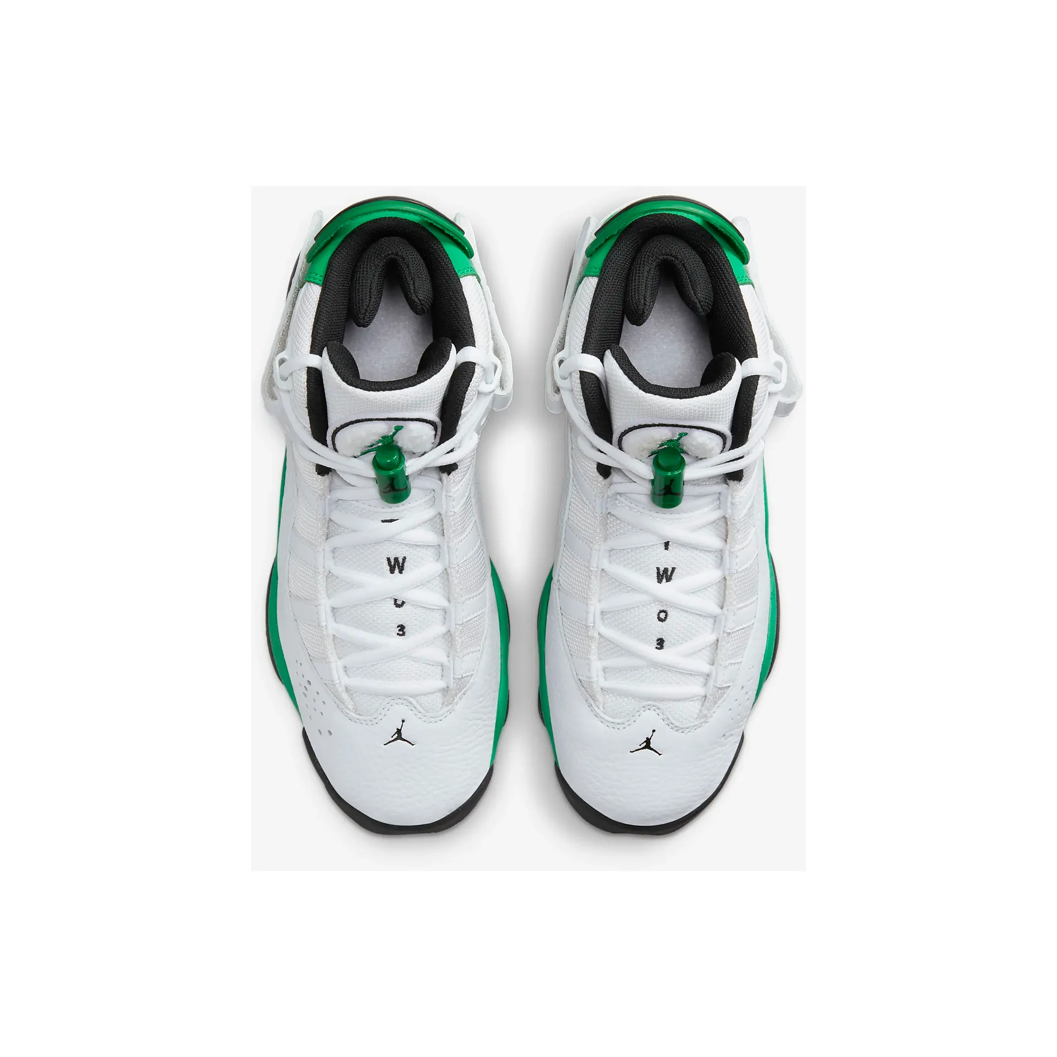 Kids' Jordan 6 Rings Shoes - White / Black / Lucky Green - Image 5