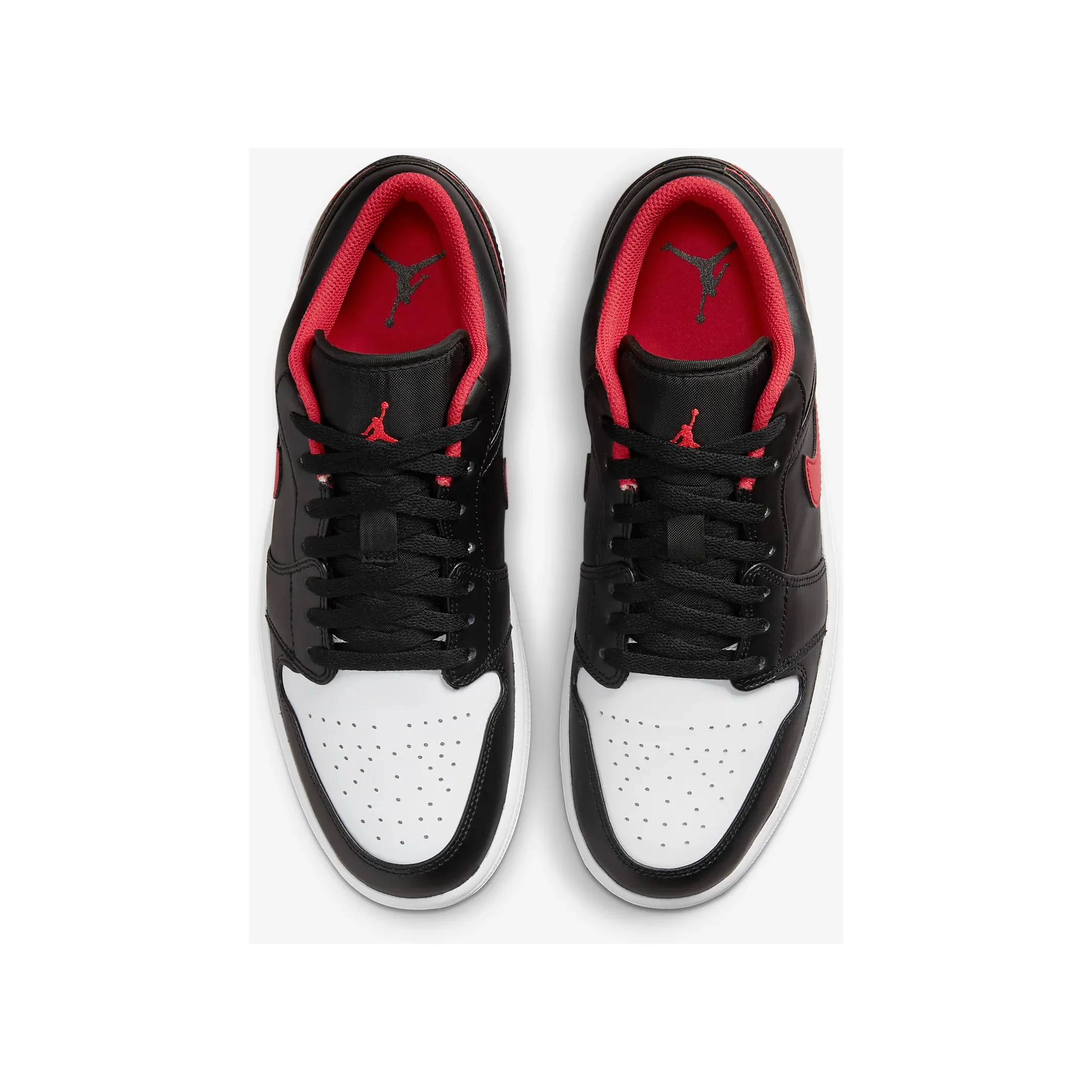 Nike Men's Air Jordan 1 Low Shoes - Black / White / Fire Red - Image 5