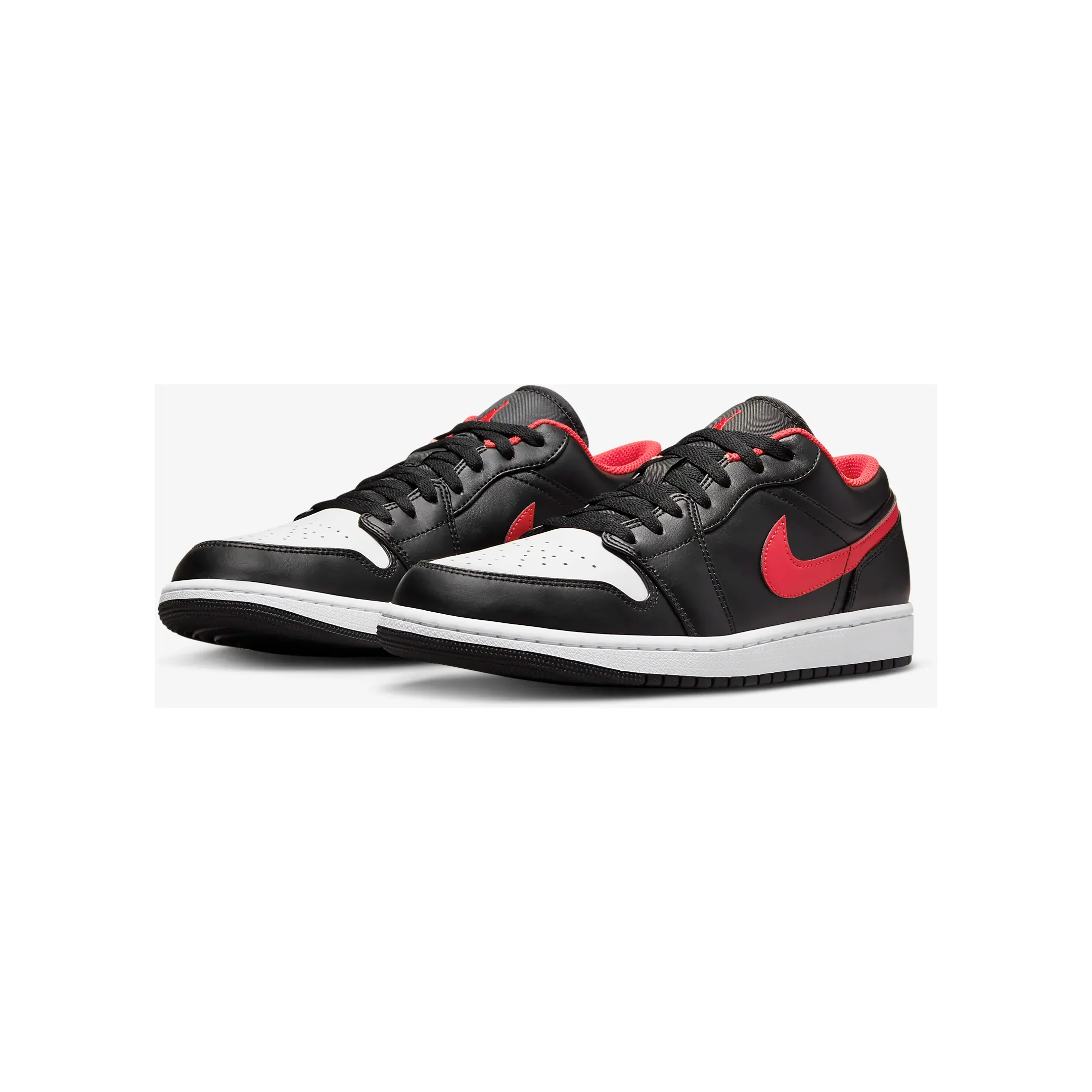 Nike Men's Air Jordan 1 Low Shoes - Black / White / Fire Red - Image 6