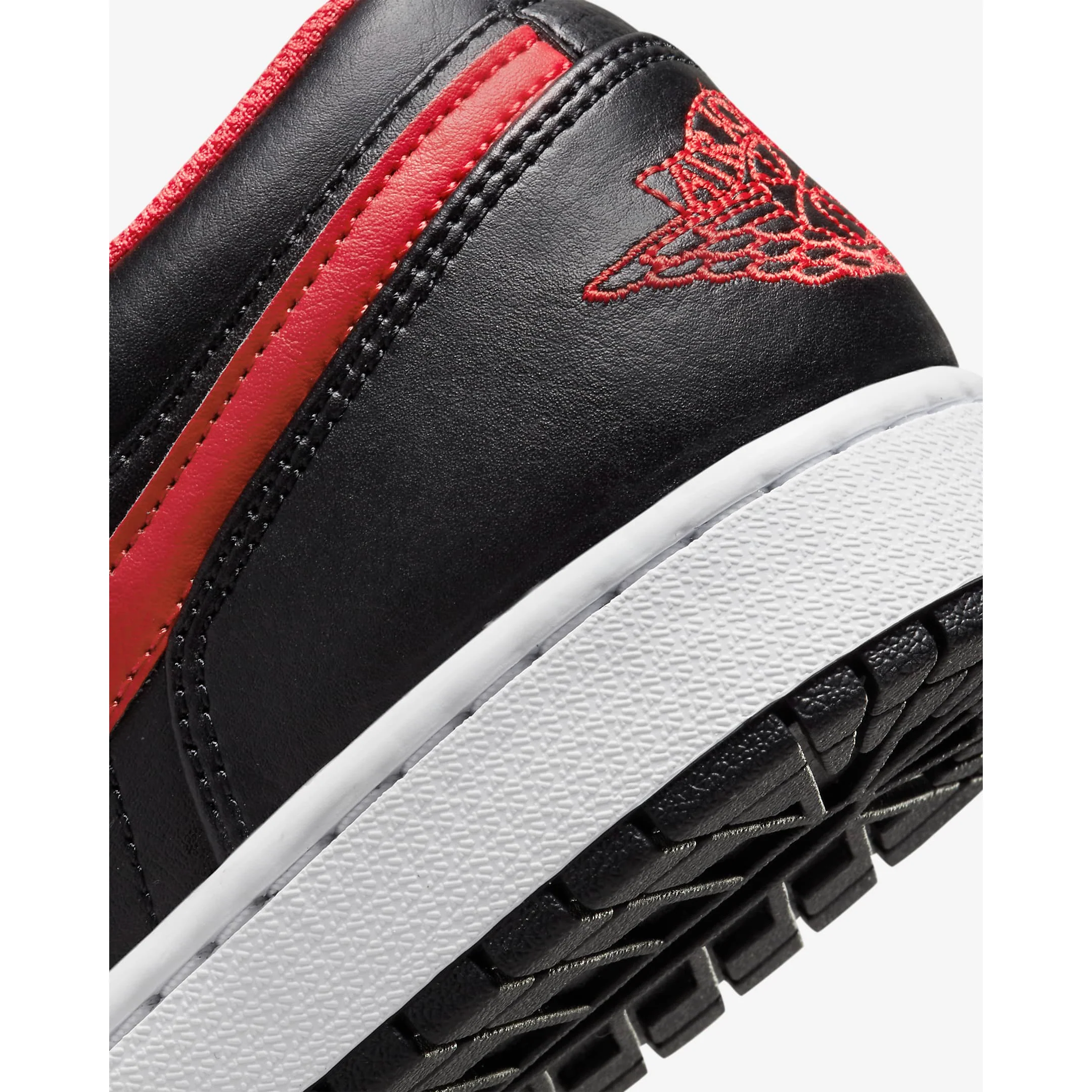 Nike Men's Air Jordan 1 Low Shoes - Black / White / Fire Red - Image 9