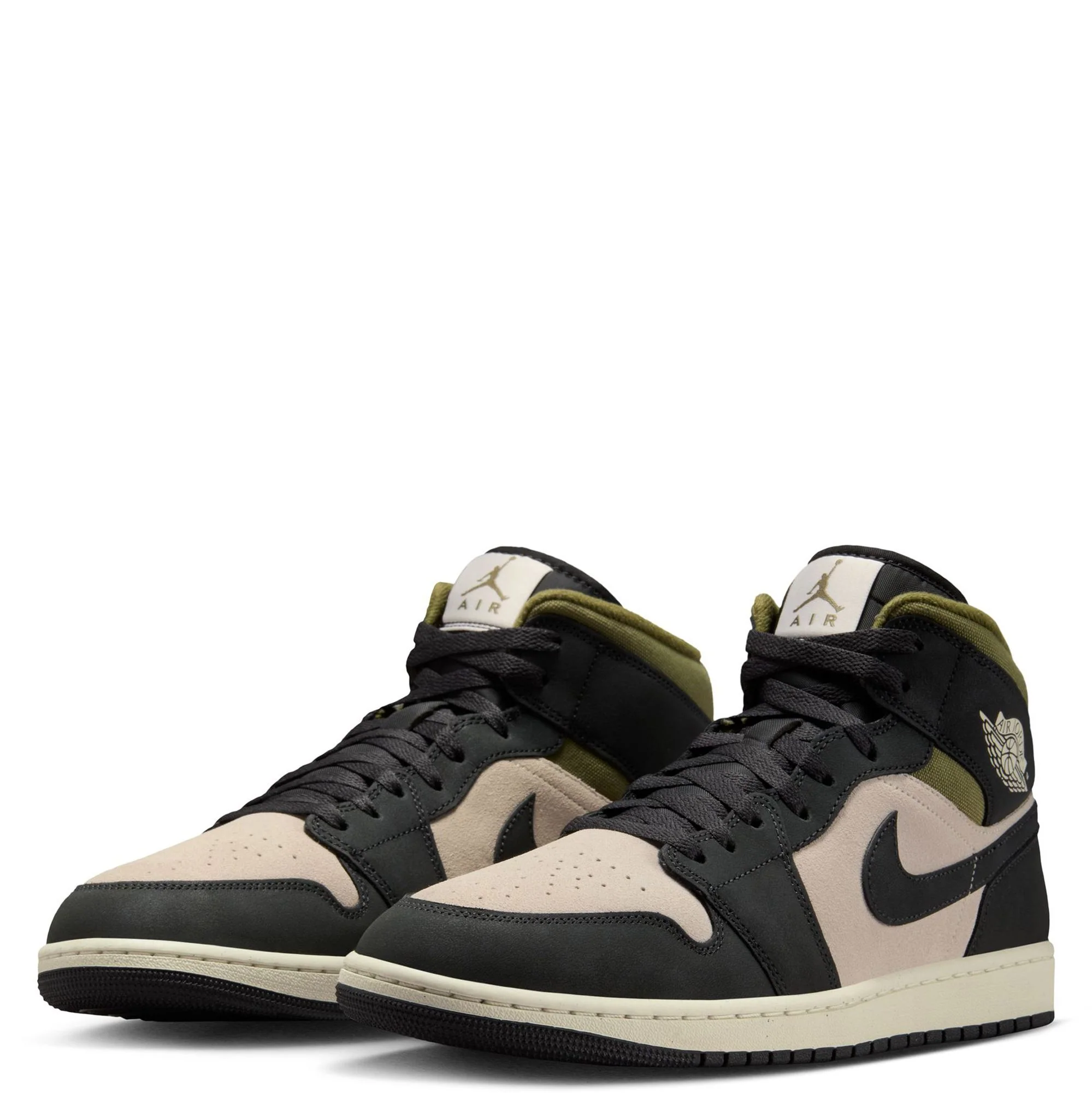 Nike Men's Air Jordan 1 Mid Se Shoes - Light Orewood Brown / Off Noir / Medium Olive / Sail - Image 2