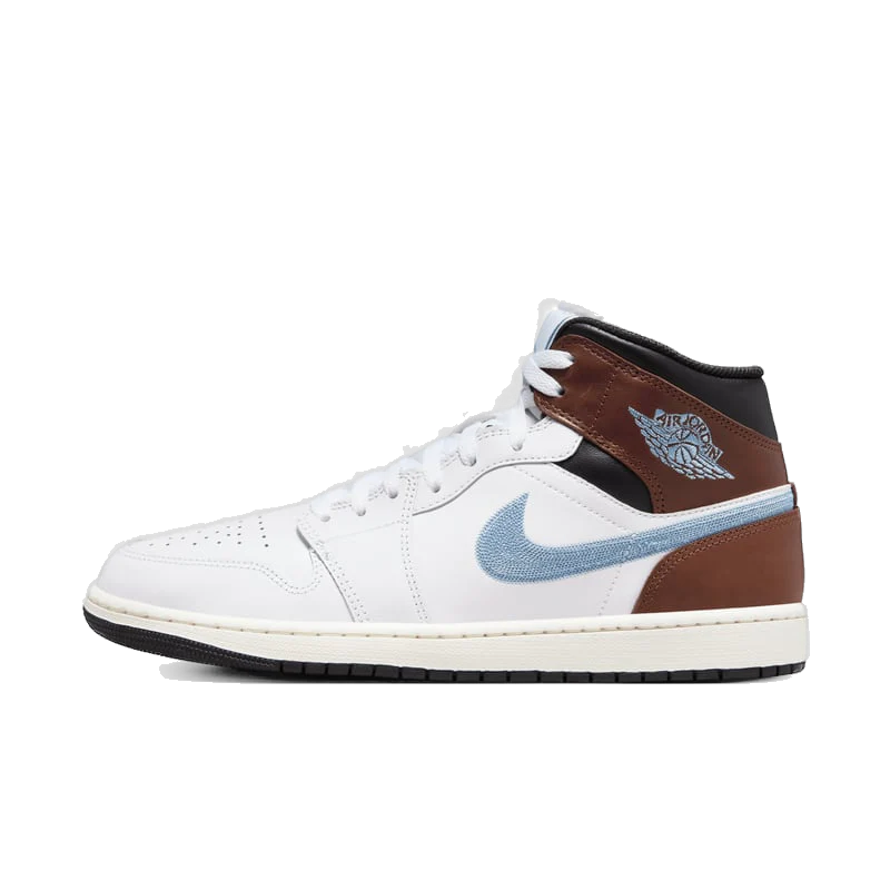Nike Men's Air Jordan 1 Mid Se Shoes - White / Blue Grey / Black / Sail - Image 3