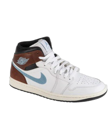 Nike Men's Air Jordan 1 Mid Se Shoes - White / Blue Grey / Black / Sail - Image 4