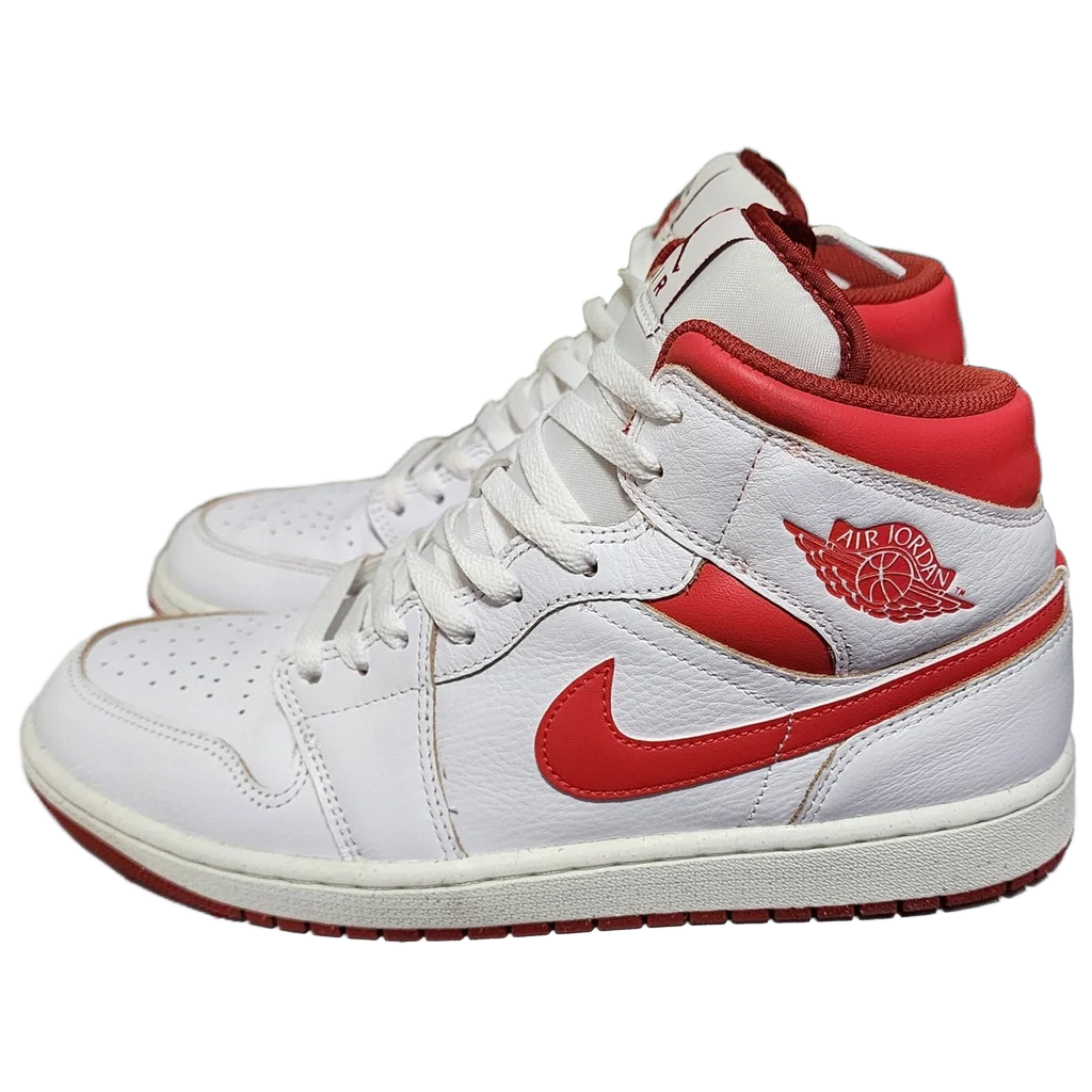 Nike Men's Air Jordan 1 Mid Se Shoes - White / Dune Red / Sail / Lobster - Image 3