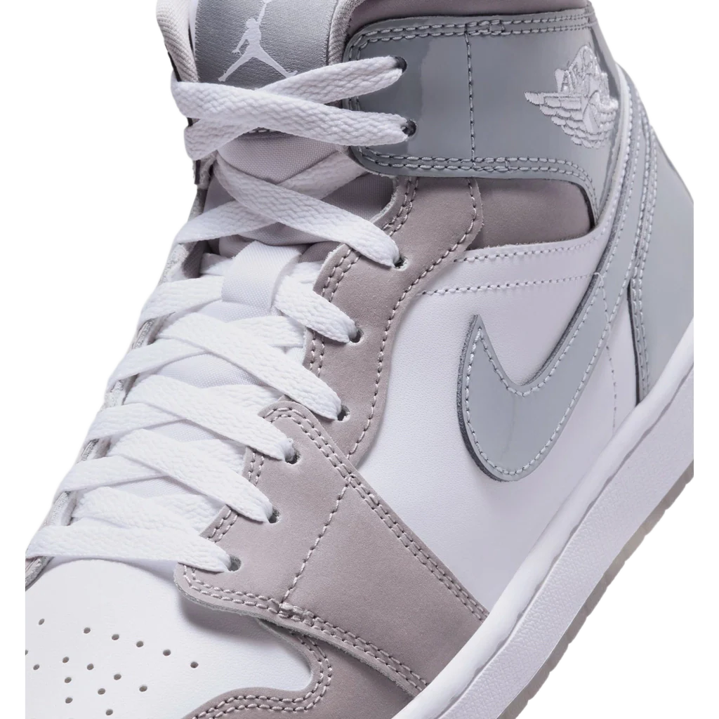 Nike Men's Air Jordan 1 Mid Se Shoes - White / Medium Grey / Cool Grey - Image 3