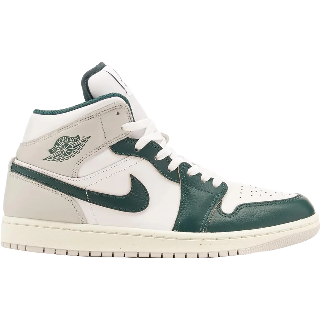 Nike Men's Air Jordan 1 Mid Se Shoes - White / Sail / Neutral Grey / Oxidized Green