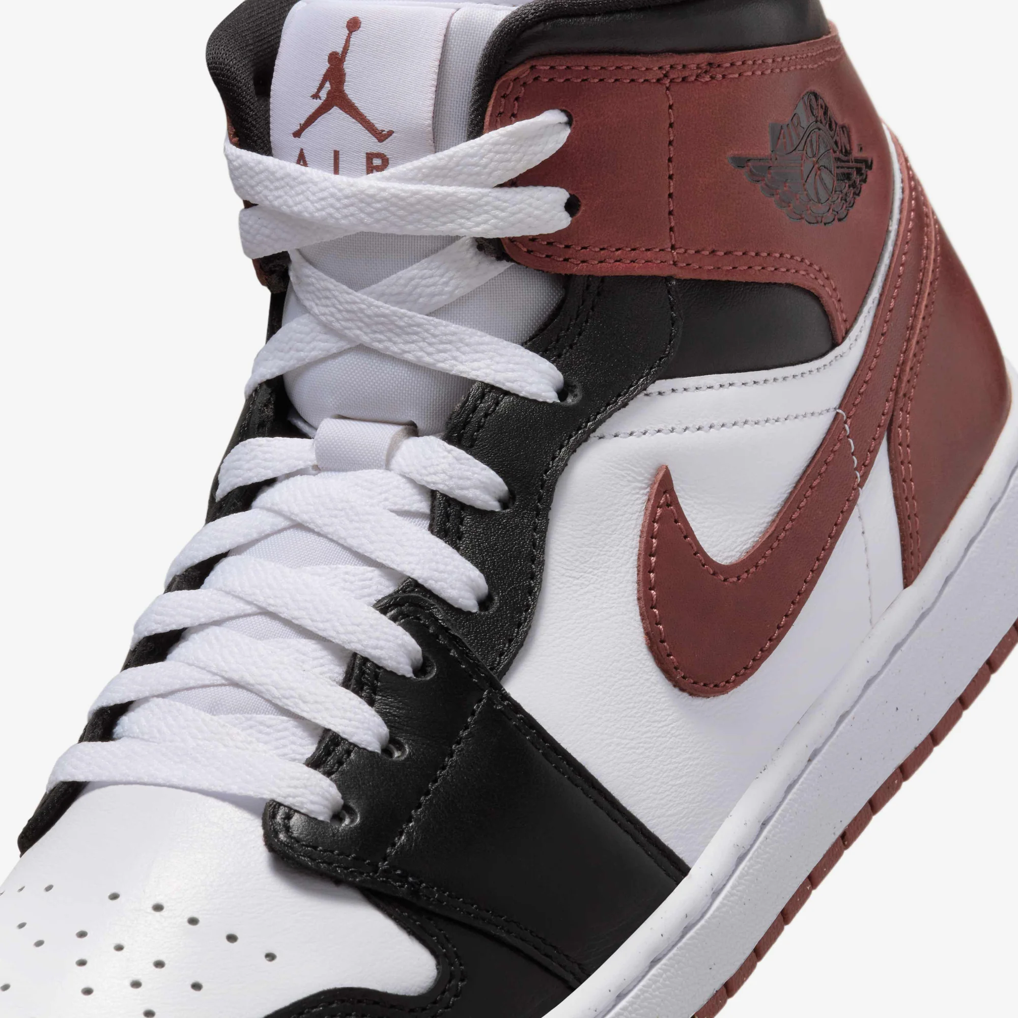 Nike Men's Air Jordan 1 Mid Shoes - White / Black / Dark Pony - Image 8