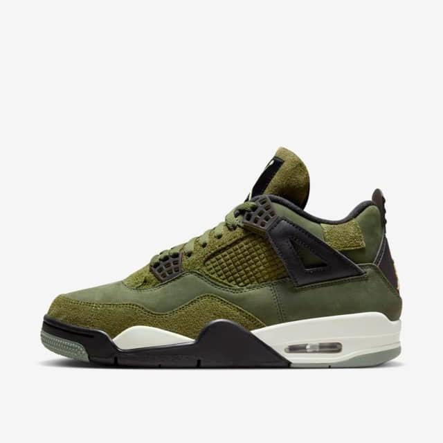 Nike Men's Air Jordan 4 Retro SE Shoes - Olive Green / Vanilla / Khaki / Black / Sail - Image 3