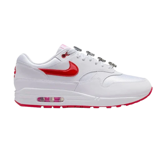 Nike Men's Air Max 1 Premium Shoes - White / Playful Pink / University Red