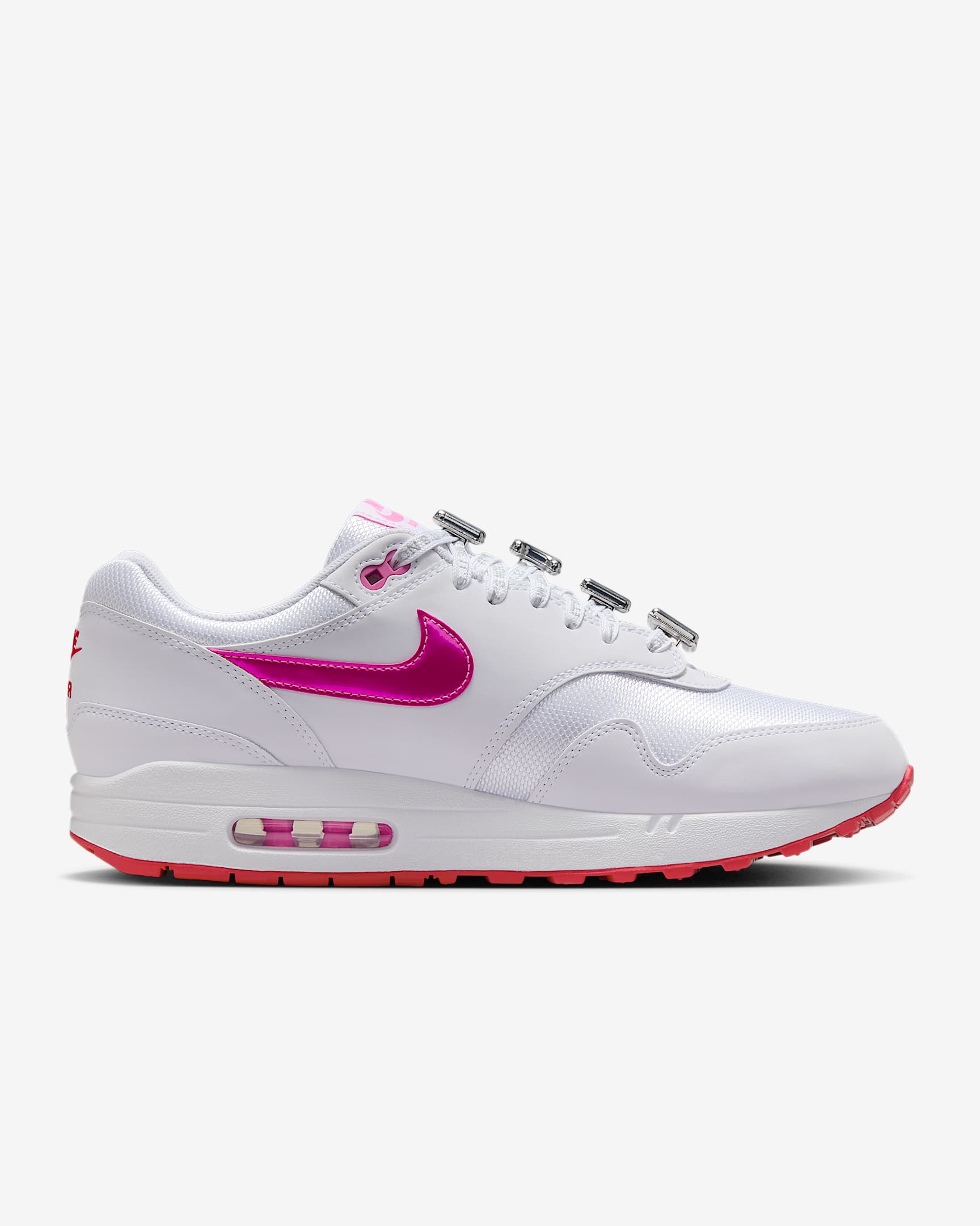 Nike Men's Air Max 1 Premium Shoes - White / Playful Pink / University Red - Image 4